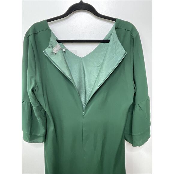 BELONGSCI NWT V Neck Bell Sleeve Shift Mini Green Dress Women L Fairy Flowy Cute - Picture 8 of 12
